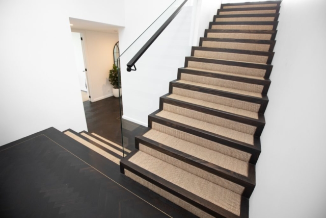 Solid American Oak Staircase Sisal Insert Brass Sydney